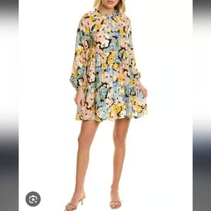 🌸🌺 Yumi Kim Anthropologie Multicolor Floral Mini Midi Dress Long Sleeve